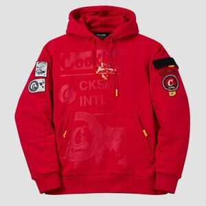Cookies High Fleece Pullover Hoodie Patch Logo Streetwear Small Graphic Red
